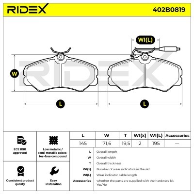 Bremsbeläge Satz RIDEX 402B0819 402B0819 - foto 4