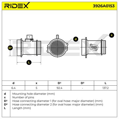 Luftmassenmesser RIDEX 3926A0153 3926A0153 - foto 7