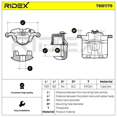 Bremssattel RIDEX 78B1179 78B1179 - foto 7