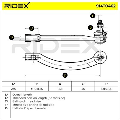 Spurstangenkopf RIDEX 914T0462 914T0462 - foto 5