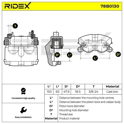 Bremssattel RIDEX 78B0130 78B0130 - foto 4