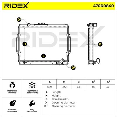 Kühler, Motorkühlung RIDEX 470R0840 470R0840 - foto 9