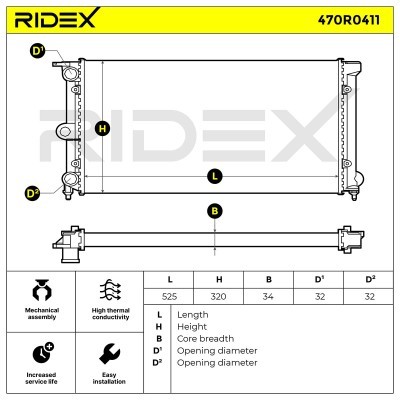 Kühler, Motorkühlung RIDEX 470R0411 470R0411 - foto 4
