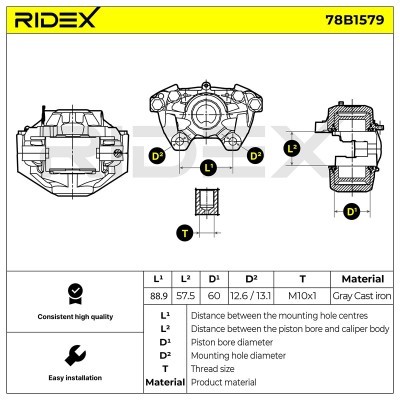 Bremssattel RIDEX 78B1579 78B1579 - foto 6