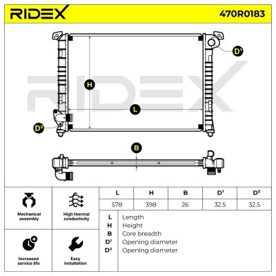 Kühler, Motorkühlung RIDEX 470R0183 470R0183 - foto 5