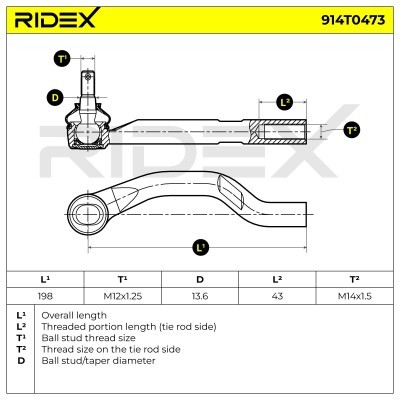 Spurstangenkopf RIDEX 914T0473 914T0473 - foto 6