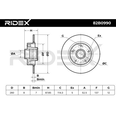 Bremsscheibe RIDEX 82B0990 82B0990 - foto 3