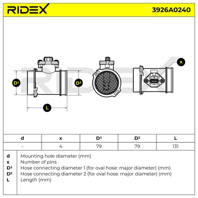 Luftmassenmesser RIDEX 3926A0240 3926A0240 - foto 7