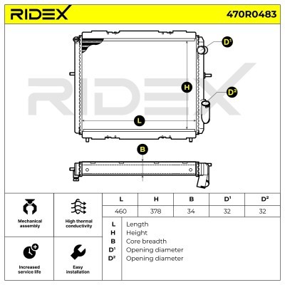 Kühler, Motorkühlung RIDEX 470R0483 470R0483 - foto 8