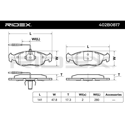 Bremsbeläge Satz RIDEX 402B0817 402B0817 - foto 3