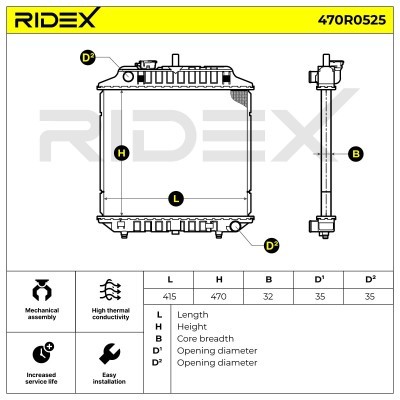 Kühler, Motorkühlung RIDEX 470R0525 470R0525 - foto 5