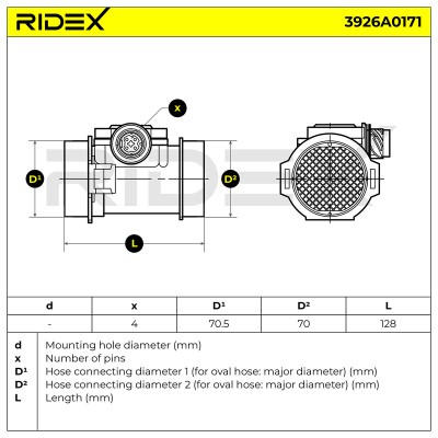 Luftmassenmesser RIDEX 3926A0171 3926A0171 - foto 6