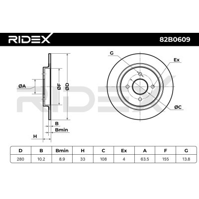 Bremsscheibe RIDEX 82B0609 82B0609 - foto 3