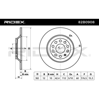 Bremsscheibe RIDEX 82B0908 82B0908 - foto 3