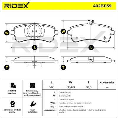 Bremsbeläge Satz RIDEX 402B1159 402B1159 - foto 6