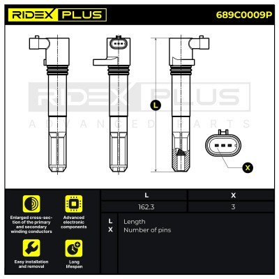Zündspule RIDEX 689C0009P 689C0009P - foto 3