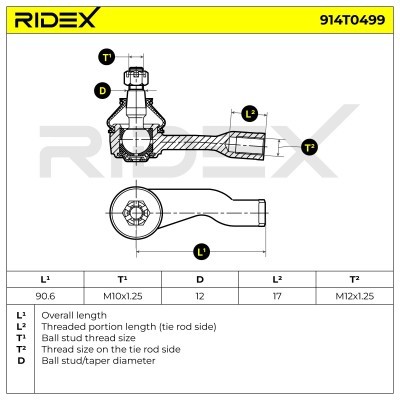 Spurstangenkopf RIDEX 914T0499 914T0499 - foto 6