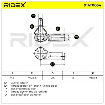 Spurstangenkopf RIDEX 914T0054 914T0054 - foto 6