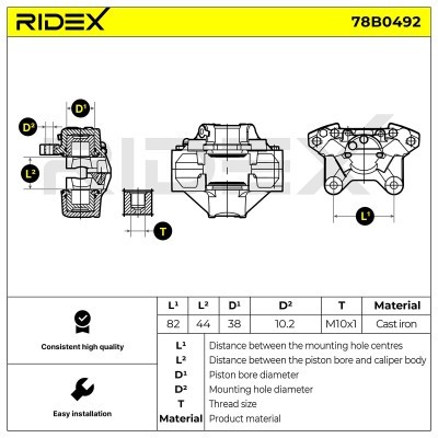 Bremssattel RIDEX 78B0492 78B0492 - foto 5
