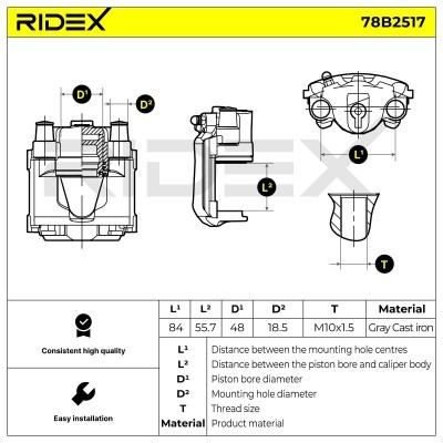 Bremssattel RIDEX 78B2517 78B2517 - foto 3