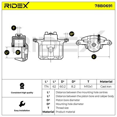 Bremssattel RIDEX 78B0691 78B0691 - foto 5