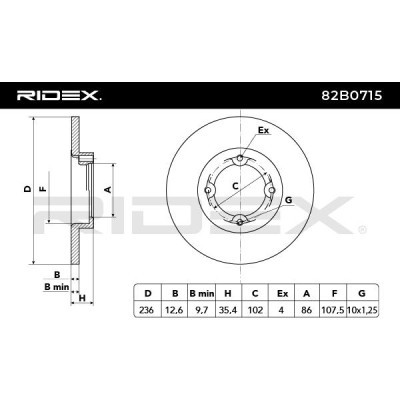 Bremsscheibe RIDEX 82B0715 82B0715 - foto 5