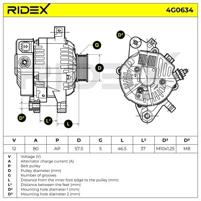 Generator RIDEX 4G0634 4G0634 - foto 8