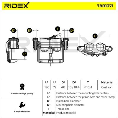 Bremssattel RIDEX 78B1371 78B1371 - foto 7