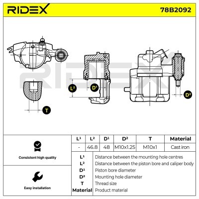 Bremssattel RIDEX 78B2092 78B2092 - foto 3