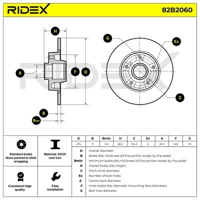 Bremsscheibe RIDEX 82B2060 82B2060 - foto 7