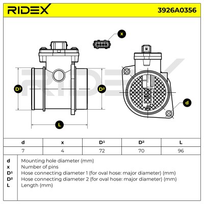 Luftmassenmesser RIDEX 3926A0356 3926A0356 - foto 7