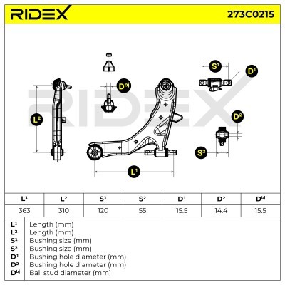 Querlenker RIDEX 273C0215 273C0215 - foto 5