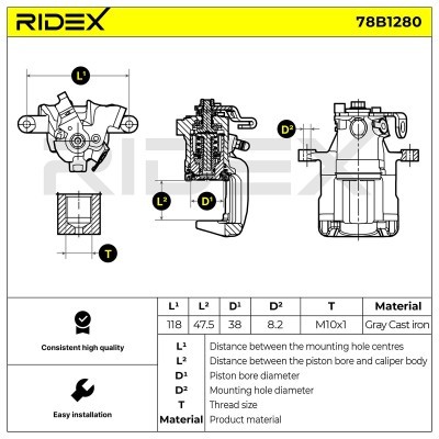 Bremssattel RIDEX 78B1280 78B1280 - foto 6