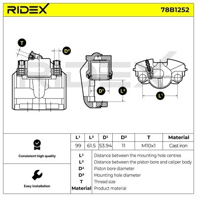 Bremssattel RIDEX 78B1252 78B1252 - foto 3