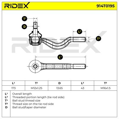 Spurstangenkopf RIDEX 914T0195 914T0195 - foto 5