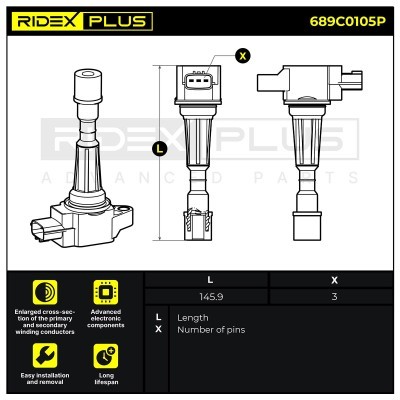 Zündspule RIDEX 689C0105P 689C0105P - foto 3