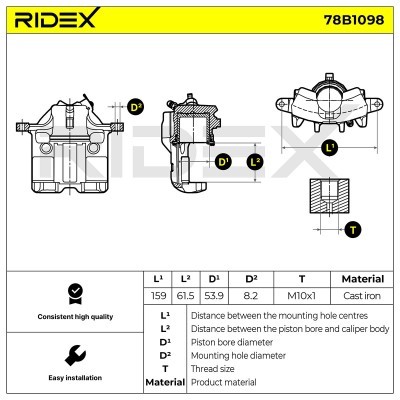 Bremssattel RIDEX 78B1098 78B1098 - foto 5