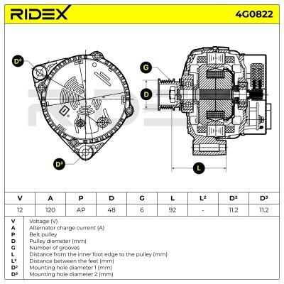 Generator RIDEX 4G0822 4G0822 - foto 7