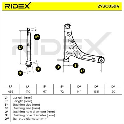 Querlenker RIDEX 273C0594 273C0594 - foto 5