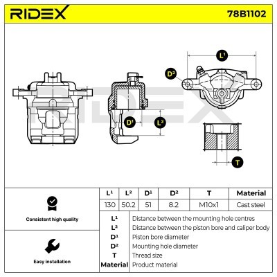 Bremssattel RIDEX 78B1102 78B1102 - foto 6