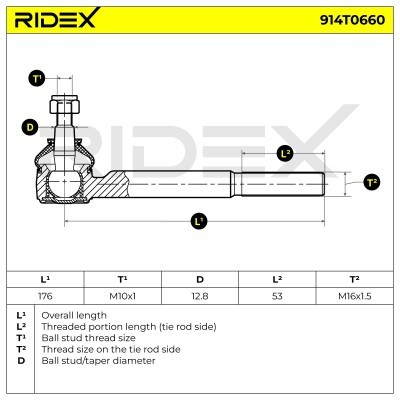 Spurstangenkopf RIDEX 914T0660 914T0660 - foto 5