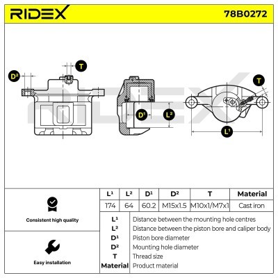 Bremssattel RIDEX 78B0272 78B0272 - foto 5