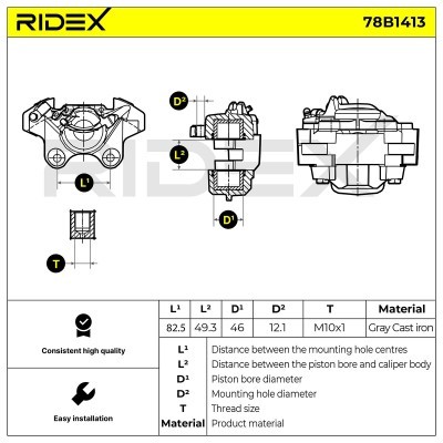 Bremssattel RIDEX 78B1413 78B1413 - foto 7