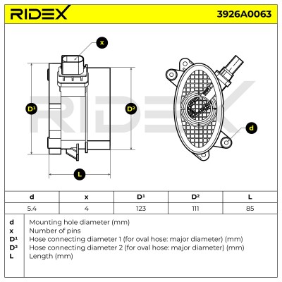 Luftmassenmesser RIDEX 3926A0063 3926A0063 - foto 7