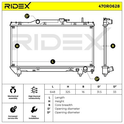 Kühler, Motorkühlung RIDEX 470R0628 470R0628 - foto 5