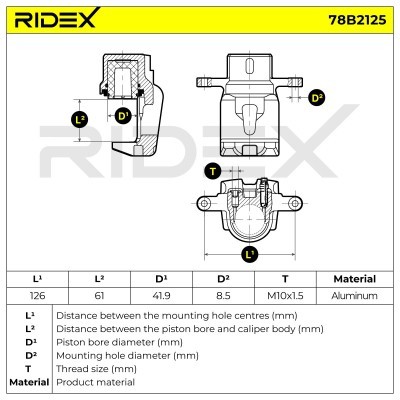 Bremssattel RIDEX 78B2125 78B2125 - foto 7