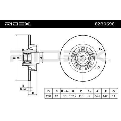 Bremsscheibe RIDEX 82B0698 82B0698 - foto 2