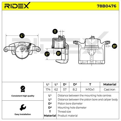 Bremssattel RIDEX 78B0476 78B0476 - foto 4