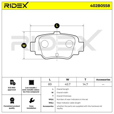 Bremsbeläge Satz RIDEX 402B0558 402B0558 - foto 7