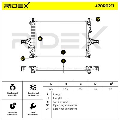 Kühler, Motorkühlung RIDEX 470R0211 470R0211 - foto 5